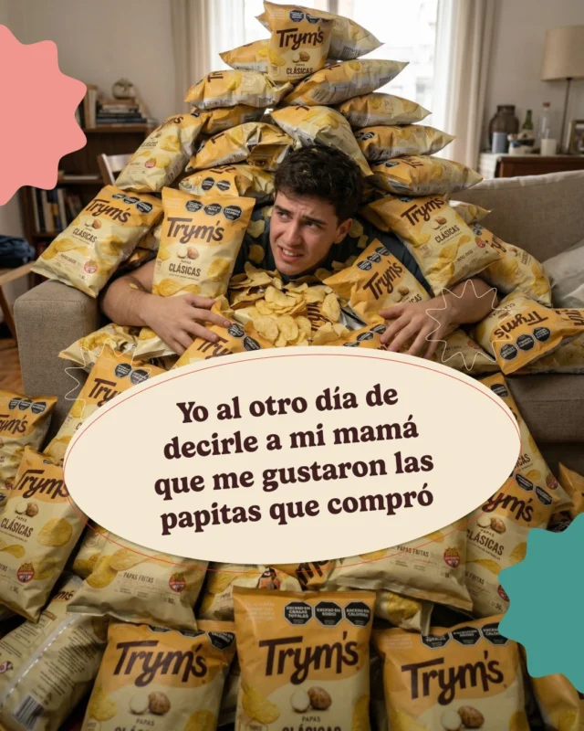 ¿Cuántas veces te pasó que le dijiste a tu mamá que te gustaba algo y al otro día apareció con stock para todo el mes? 🤣

Y...la verdad que si son Trym's, mejor que sobre y no que falte.

Más crunch, más sabor.

#Tryms #MomentoTryms
#PuntoTryms #MásCrunchMásSabor