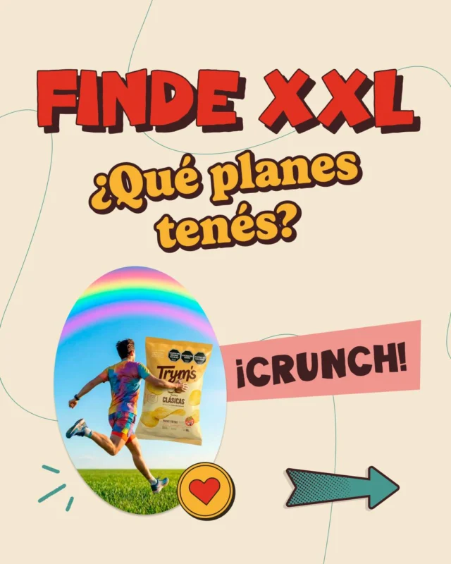 Los fines de semana largos tienen algo especial: más tiempo para salir, para desconectar o simplemente para cambiar de ritmo🙂‍↔️

A veces es una escapada, otras una caminata, una tarde tranquila o una juntada improvisada.
Planes distintos, pero con algo en común: siempre hay lugar para un buen snack.

Porque cuando el plan aparece… Trym’s ya está listo para acompañarlo.

¿Vos ya sabés cómo vas a aprovechar el finde?👀

#Tryms #SnackTime #FindeXXL