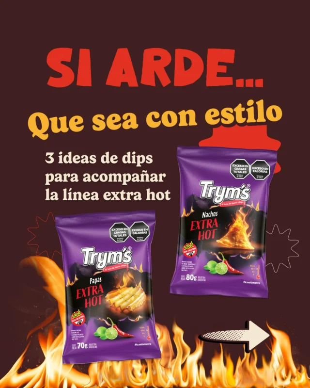 El picante no se negocia. 🌶️
El dip, sí.

Hay días para algo simple.
Hay días para mezclar un poco más.
Y hay días para ir directo al extremo.

Trym's ya pone el fuego. Vos decidís cómo acompañarlo.

¿Cuál probás primero? 👀

#SinVueltas #LíneaPicante #Tryms