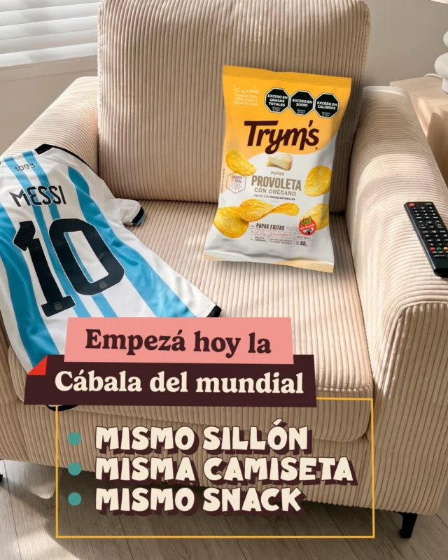 Hoy juega Argentina y vuelven las cábalas🇦🇷🤞🏼

Mismas personas con las que mirás cada partido, misma ropa, misma casa, hasta misma forma de sentarte… y obvio, lo que no puede faltar: mismo snack.

¿Cuál es tu cábala para ver los partidos? 👀

#Tryms #MasCrunchMasSabor #Mundial #Cábala #Argentina #Picada #Ritual